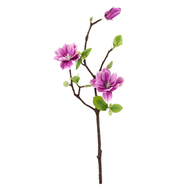 Ramo de flores de simulación de rama de flor artificial de 3 cabezas con hojas Decoración floral de oficina en casa, púrpura Eigraketly HA7281-01B