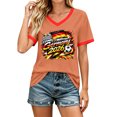 thumbnail image 2 of Women's Football Graphic T-Shirt, Women's V-Neck Short Sleeve Letter Print T-Shirt for Casual Summer for Soccer Tournament 2026 Orange Size: M, 2 of 5