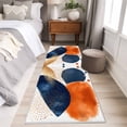 thumbnail image 4 of 2'x6' Rug Runners for Hallways Kitchen, Navy Blue Burnt Orange Non Slip Entryway Beside Floor Carpet Runner, Artwork Geometric Contemporary Washable Laundry Room Bedroom Throw Rugs Mat for Family Pet, 4 of 8