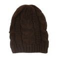 thumbnail image 4 of Women's Knit Beanie with Cable Pattern, Retro Style Stretchable Wool Blend Winter Hat, Warm Slouchy Crochet Cap for Cold Weather, Cozy Baggy Beanie for Skiing and Daily Winter Wear Coffee, 4 of 4