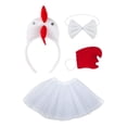 thumbnail image 1 of Conjunto de 4 piezas de disfraz de pollo, accesorios de Pascua, falda de tul para las vacaciones de Acción de Gracias Blanco, 1 of 9