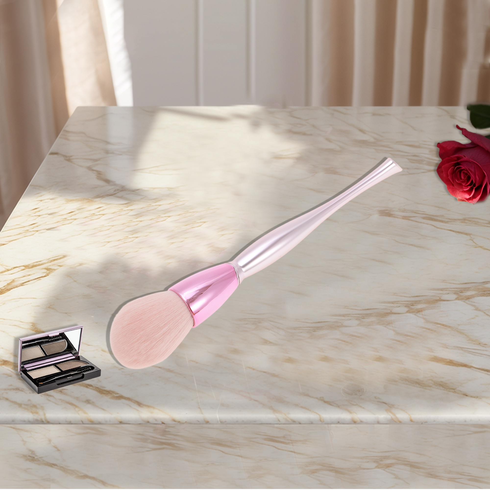 Unique Bargains 1 Pc Fluffy Makeup Brush for Daily Makeup Application Pink