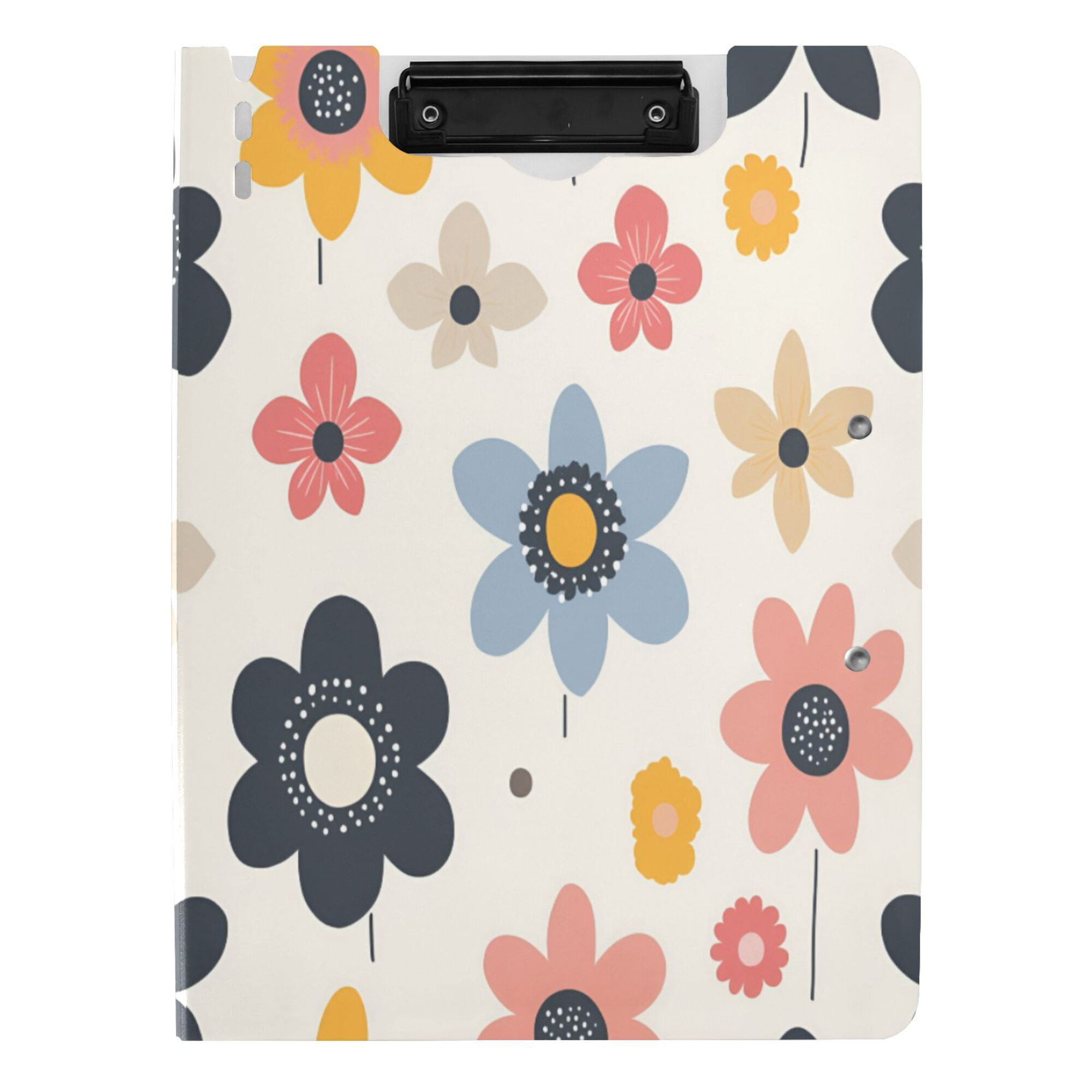 FORMRS A4 Clipboard Folder with Pen Holder Horizontal Foldable School Office Binder, Beige Retro Flower
