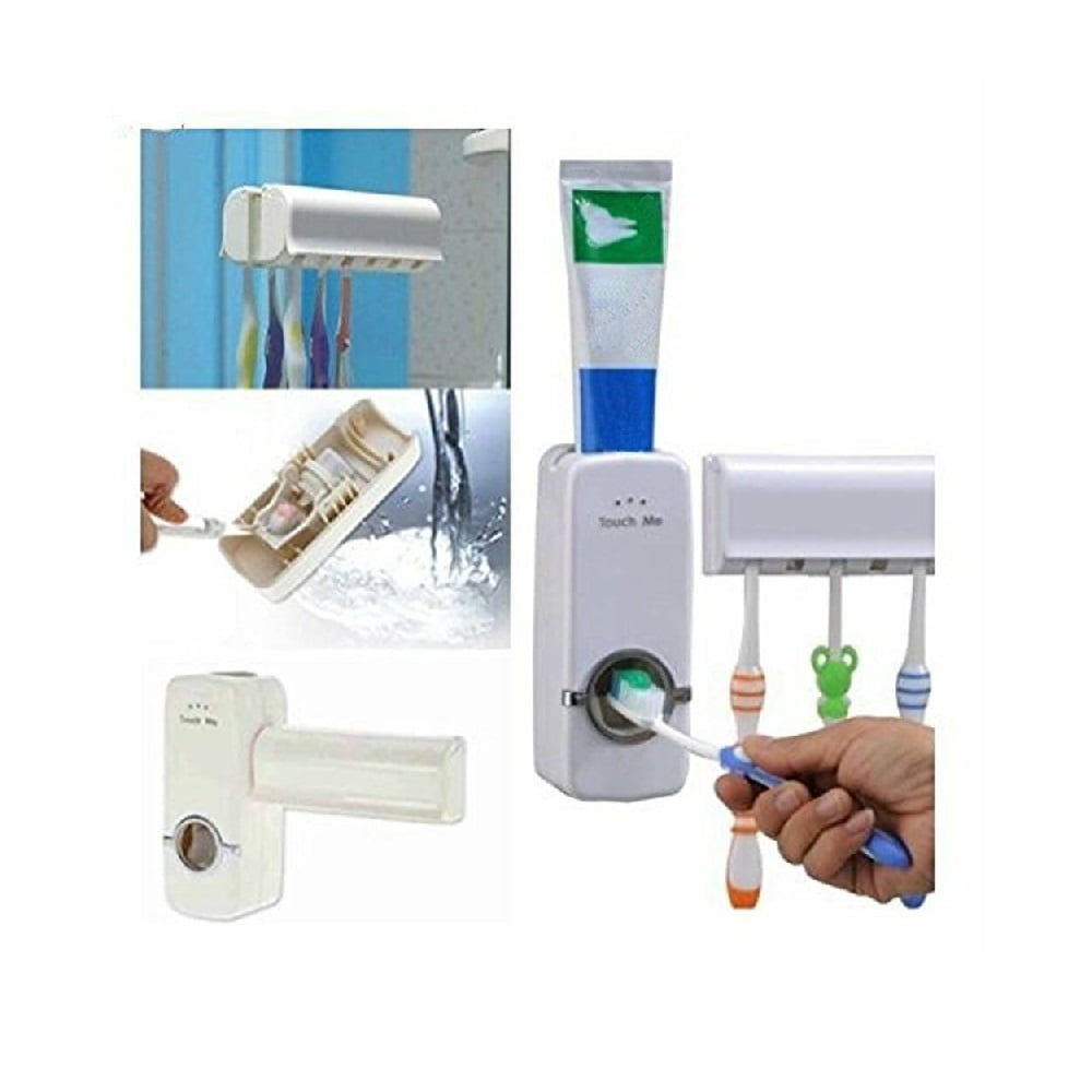 Automatic Toothpaste Dispenser 5 Toothbrush holder with Wall Mount Stand 