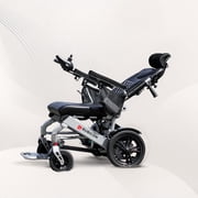Rubicon DX11 Reclining Foldable Electric Wheelchair for Adults, Long Range 25 Miles Power Chair with 600W Motor, Dual 12AH Lithium Batteries, Airline Approved, Silver