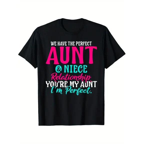 Funny Aunt Niece Relationship Quote Women Gift for Aunt or Niece Short Sleeve Casual Graphic T-Shirt