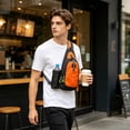 thumbnail image 6 of Leodye 1PCS Lightweight Nylon Chest Sling Bag, Multi-pocket Layered Storage, Casual Shoulder Backpack for Travel Outdoor Commute Daily Items -13.78×6.69×1.57in, 6 of 6