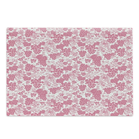 Vines Cutting Board, Monotone Grapes Leaves Wine Theme Blush Tones Rhythmic Abstract Pattern, Decorative Tempered Glass Cutting and Serving Board, in 3 Sizes, by Ambesonne