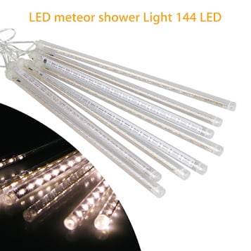 1 Light Drop Light - LED Meteor Shower Lights 12 Inch 8 Tube 144 Leds Falling Rain Drop Icicle Snow Fall String LED Waterproof Lights for Holiday Xmas Tree Valentine Wedding Party Decoration
