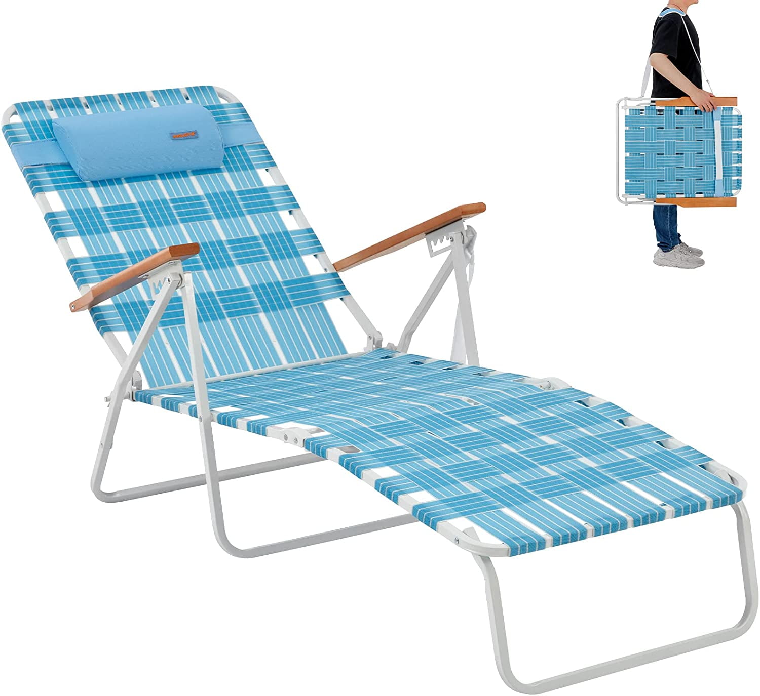 WEJOY Beach Lounge Chair for Adult bed Lounge Chair 5Position