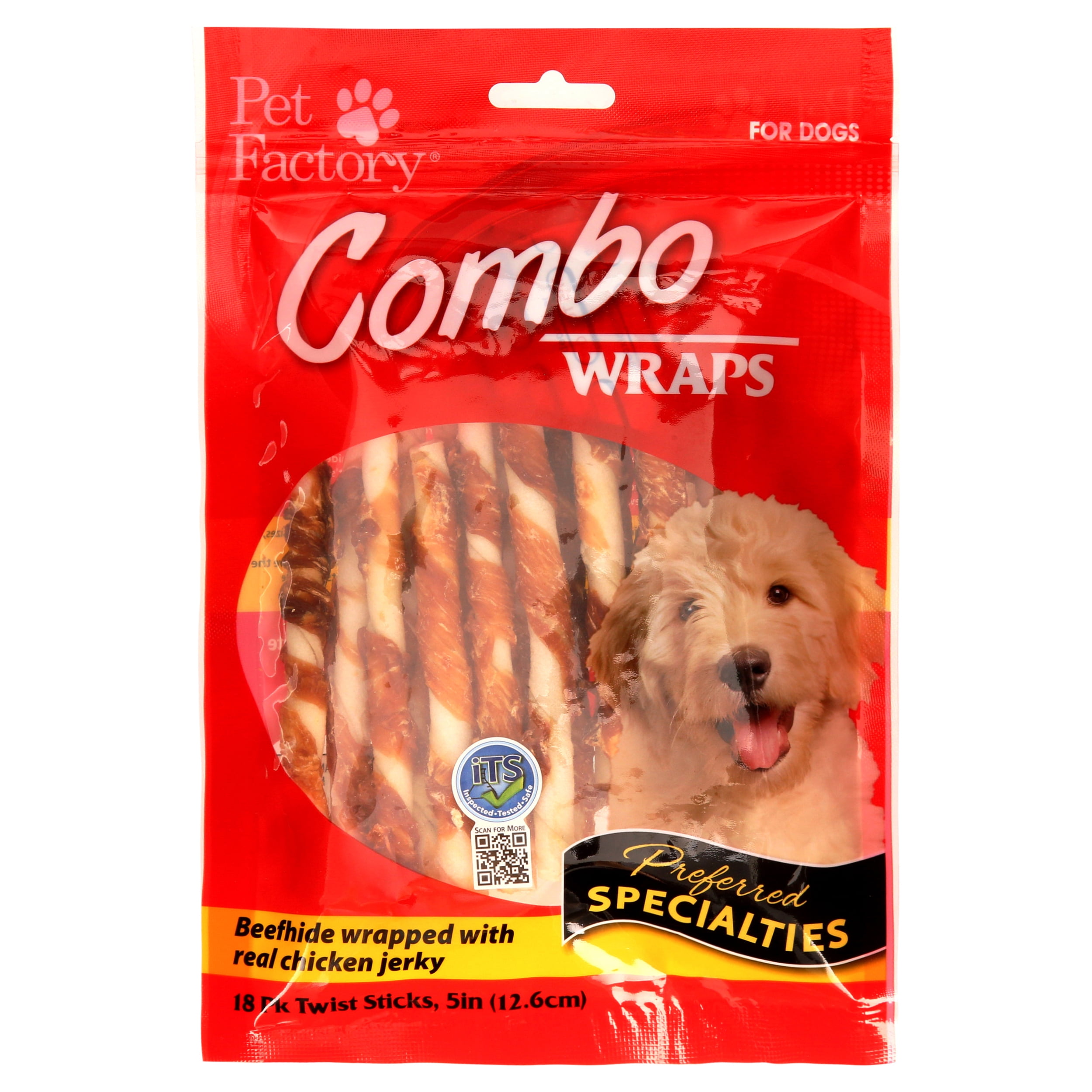 Pet Factory Combo Wraps Beefhide Wrapped with Real Chicken Jerky Dog Chews, 5" (18 Count)