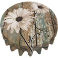 thumbnail image 4 of Rustic Daisy Tablecloth 70 Inch Round, Vintage Sunflowers on Wooden Board Table Cloth Farmhouse Spring Summer Decorations Table Cover for Parties Picnic Kitchen Dinner Decor Indoor Outdoor, 4 of 6