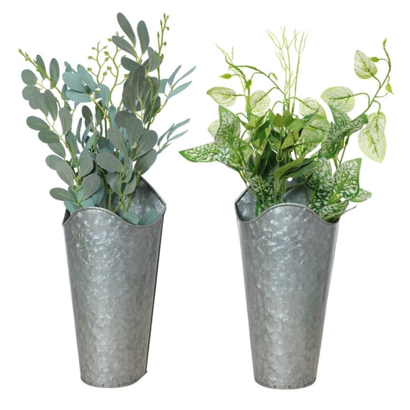 Travelwant Galvanized Metal Wall Planter Farmhouse Wall Vase Planters Decor for Succulents or Herbs, Rustic Wall Hanging Planters Flowers Holder Country Rustic Home Wall Decor