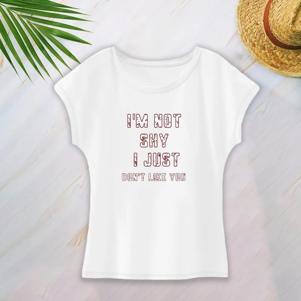 Camiseta de manga corta para mujer, camiseta suave con cuello redondo para compras de vacaciones en la oficina S
