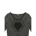 thumbnail image 4 of Yuemengxuan Women’s Fashion Heart Round Neck Exposed Navel Long Sleeve Wavy T-shirt, 4 of 9