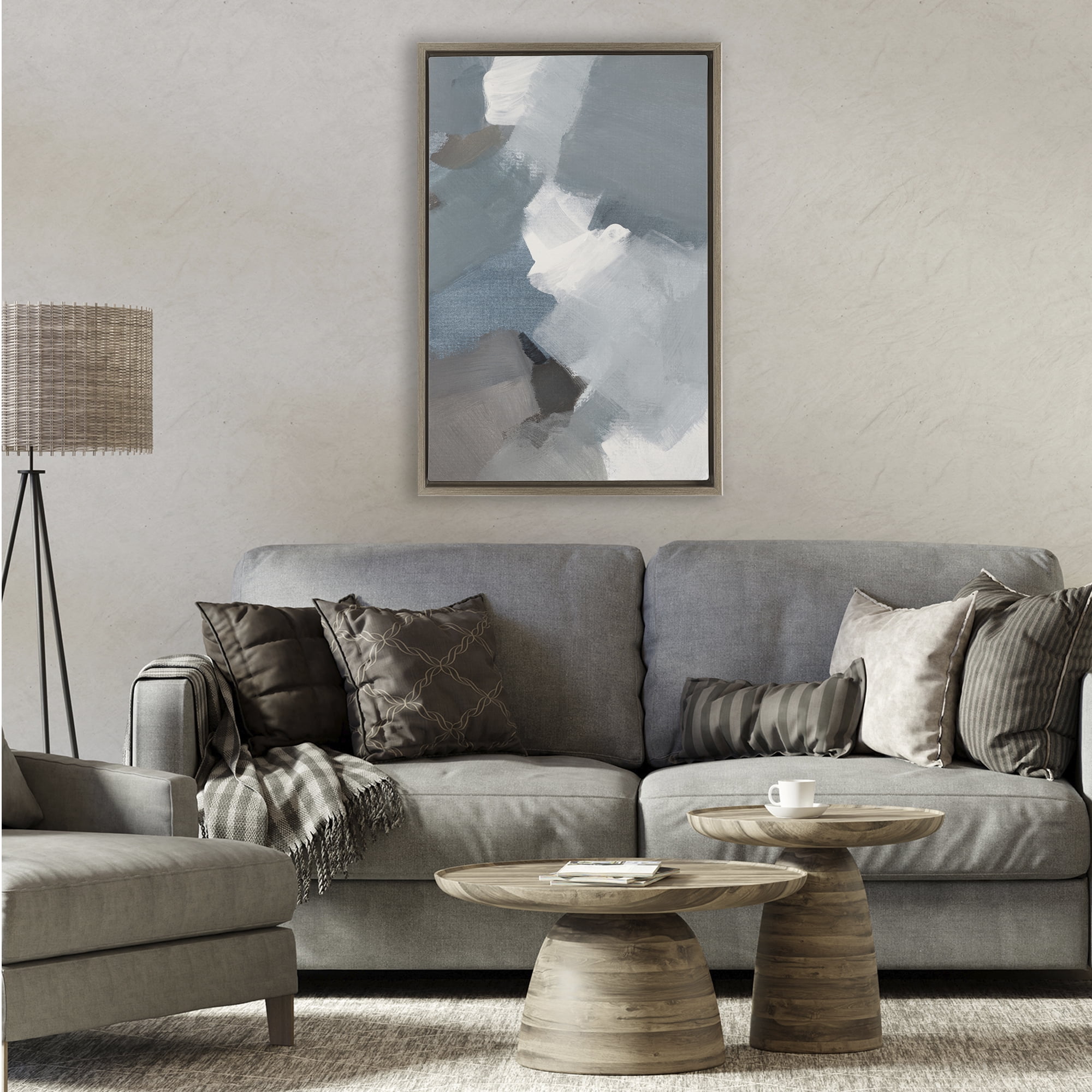 Stupell Industries Stormy Grey Abstract Brown Framed Floater Canvas Wall Art, design by Lanie Loreth
