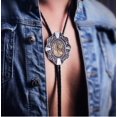 thumbnail image 3 of GHSDFBB Golden Initial A to Z in Flower Nursery Cowboy Bolo Tie with Cowhide Rope, 3 of 4