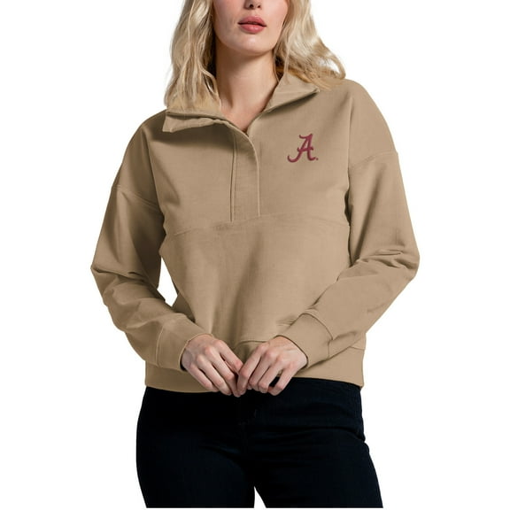Women's Tan Alabama Crimson Tide Corduroy Half-Zip Sweatshirt