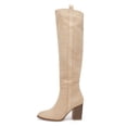 thumbnail image 2 of Women Faux Suede Knee High Side Zipper Chunky Heel Stretch Winter Boots, 2 of 3