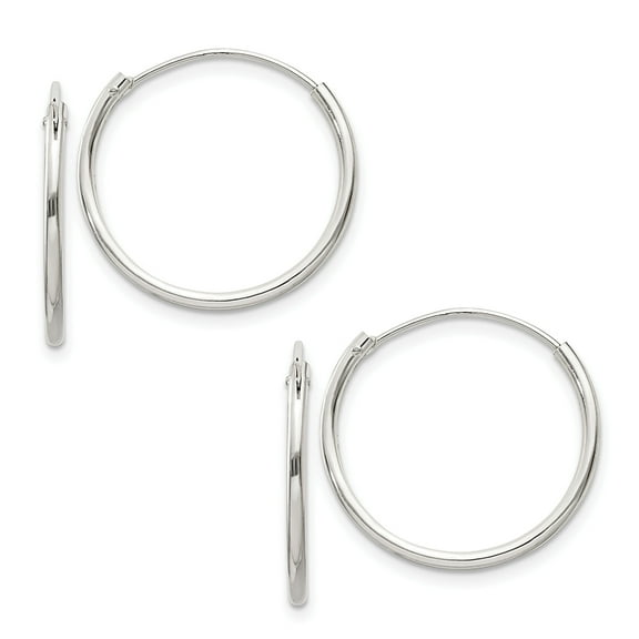 2 Pairs - .925 Sterling Silver  (Large Size 1.25x20mm Endless Hoop Earrings With Anti-Tarnish (4Pcs/2Pairs)