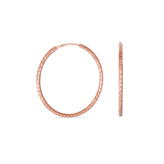 Bling Jewelry Womens Lightweight Rose Gold Hoop Huggie Earrings Diamond Cut Twist Sterling Silver