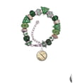thumbnail image 2 of Silvertone Domed Music - Flute Green Christmas Bead Bracelet, 2 of 4