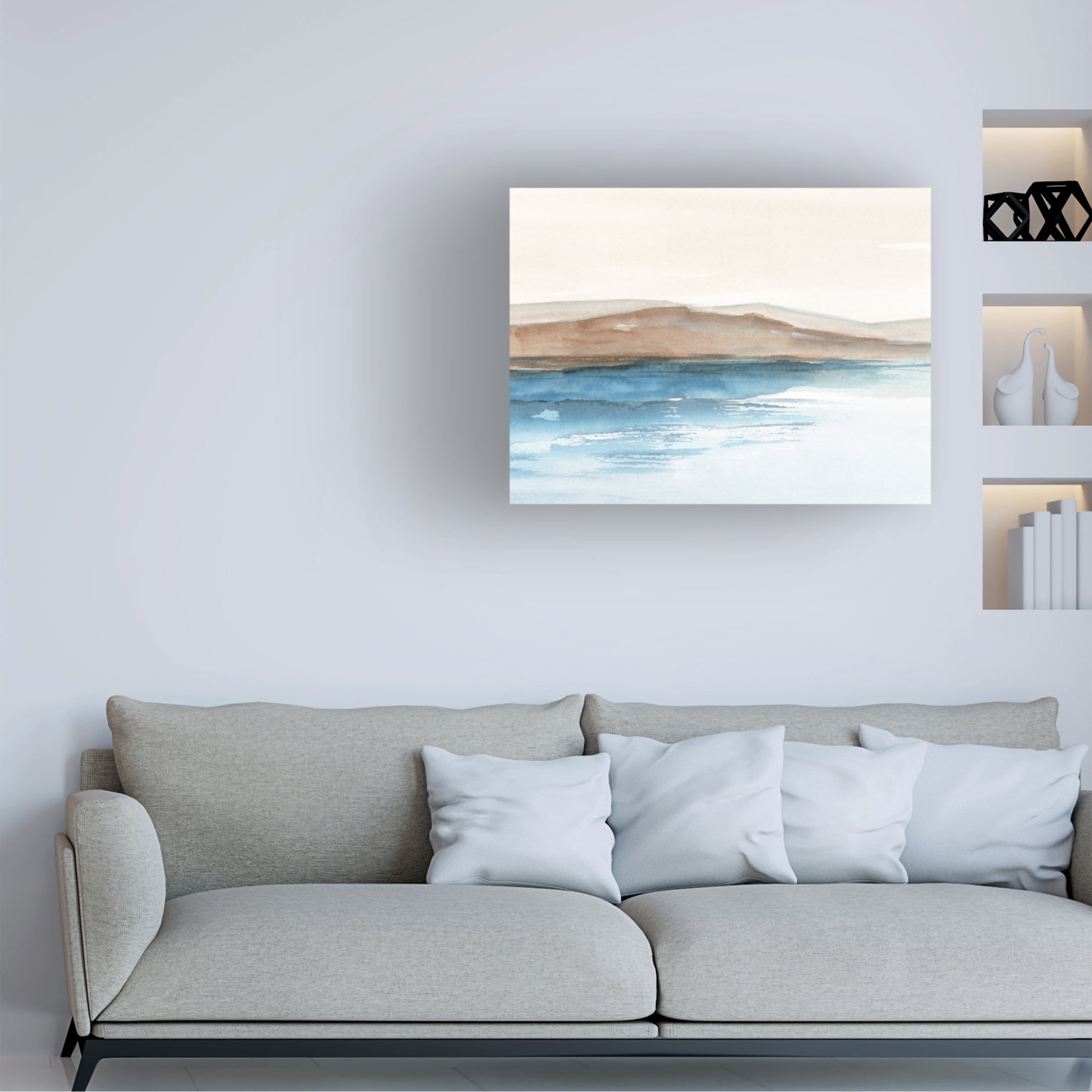 Canvas Wall Art - Ethan Harper 'Cobalt Shoreline I' Wall Art for Living Room, Bedroom, or Office Décor by Trademark Fine Art - 24 x 18 Inches