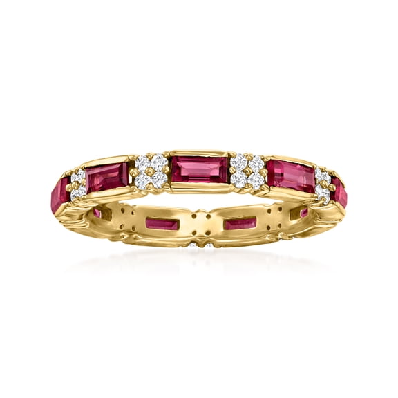 Ross-Simons 1.50 ct. t.w. Rhodolite Garnet and White Zircon Ring in 18kt Gold Over Sterling, Women's, Adult