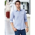 thumbnail image 3 of JMIERR Men Casual Long Sleeve Button Down Cotton Shirts Linen Chambray Shirt Plain shirts, 3 of 5