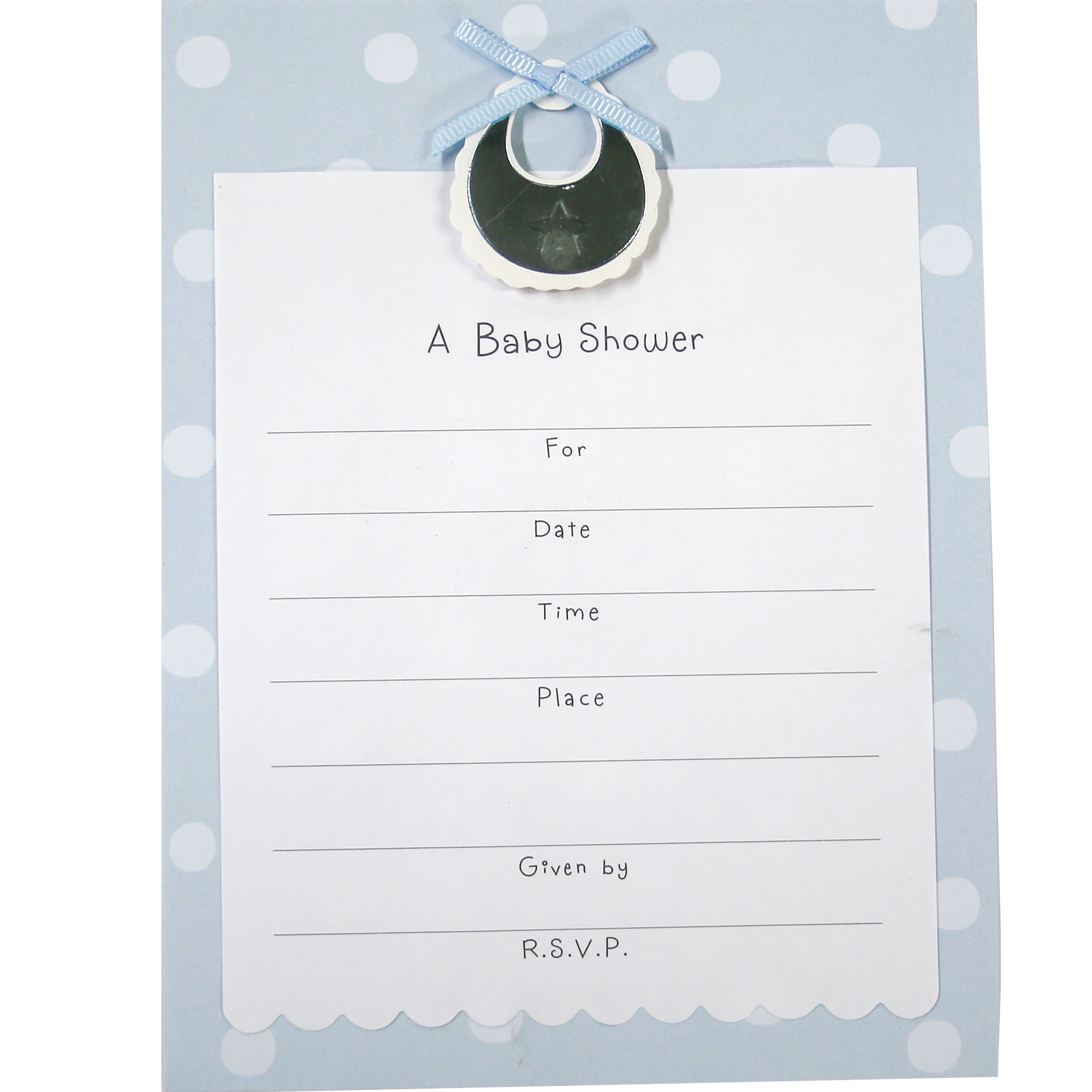 Blue Bib Baby Shower Invitations