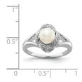 thumbnail image 2 of 925 Sterling Silver Polished Diamond and Freshwater Cultured Pearl Ring Size 10 Measures 2mm Wide - Ring for Women, 2 of 2