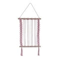 thumbnail image 1 of Tapiz de pared de macramé, tapiz tejido bohemio, decoración de pared con tapiz de macramé rosa, 1 of 9