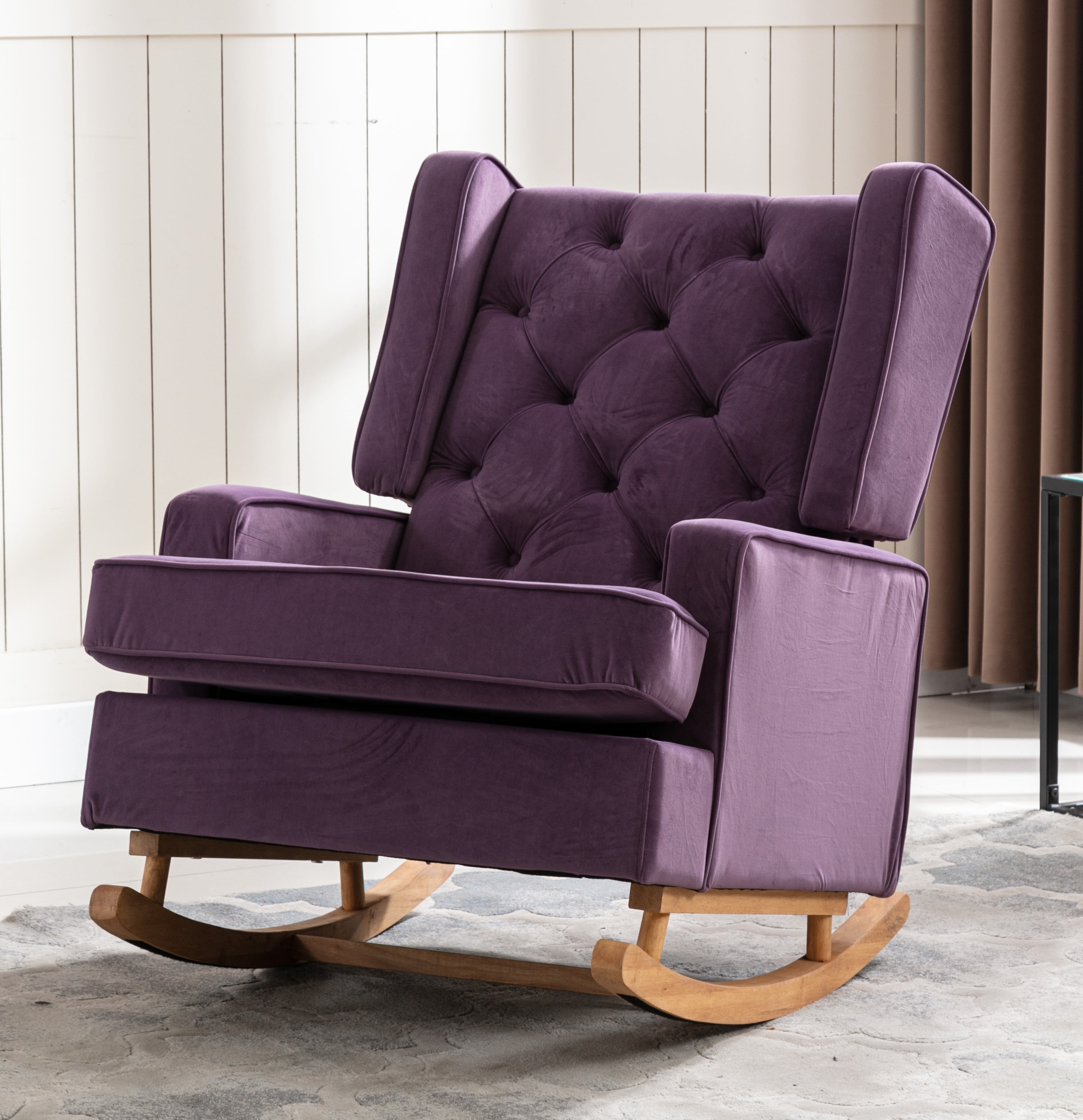 Fabric Rocking Chair With Side Pocket MidCentury Modern, 54 OFF