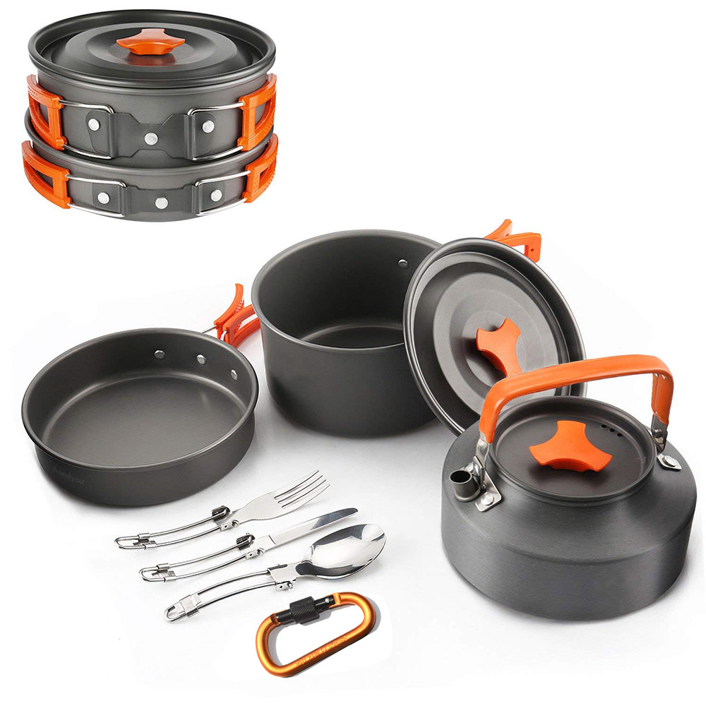 Outdoor Pots Pans Camping Cookware Picnic Cooking Set Non-stick Tableware;Outdoor Pots Pans Camping Cookware Picnic Cooking Set Non-stick Tableware - image 2 of 9