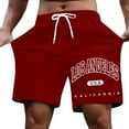 thumbnail image 1 of Pantalones cortos casuales con estampado de letras estilo urbano para hombre, ligeramente elásticos, de poliéster, 1 of 4