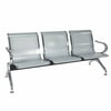 Reception Chair Waiting Room Chair with Arms Reception Bench for Business, Office, Hospital, Market, Airport (Silver, 3 Seats)
