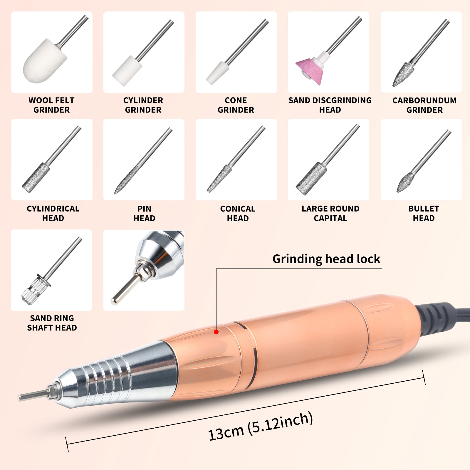 Nail Drill Professional, 45000RPM Electric Nail File for Acrylic & Gel Removal, 2-in-1 Desktop & Portable, LCD Display, Rechargeable, Quiet