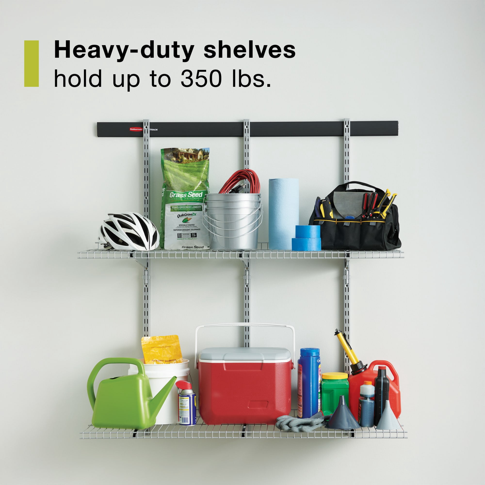 (2 pack) Rubbermaid Garage FastTrack 36" x 12" Shelf Kit, 3-Shelves, Black