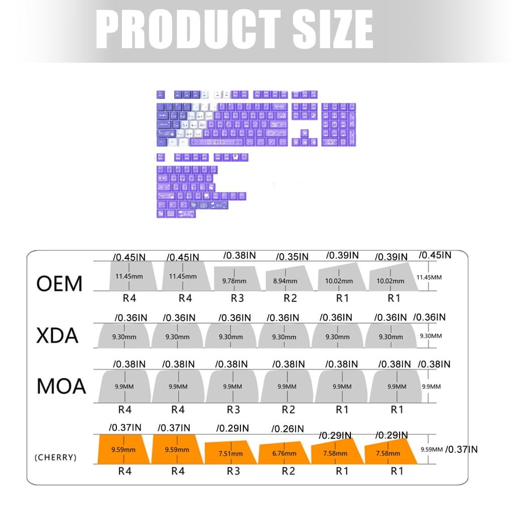 Colored Keycaps High Durability Sublimated Side Print for 61/64/68/82 Gaming Mechanical Keyboards Cap