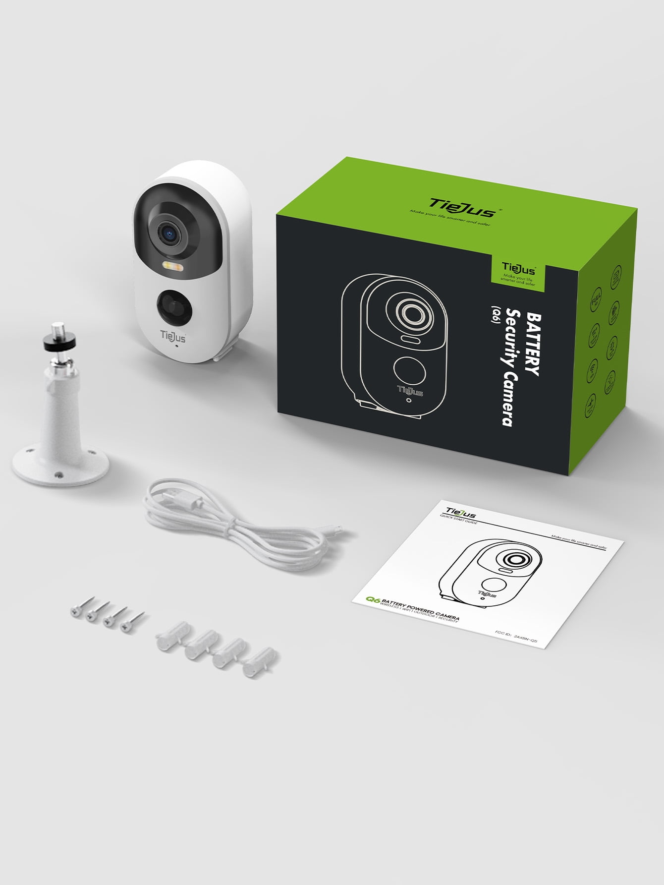 TIEJUS 2K Wireless Outdoor Security Camera ,Waterproof,,2.4GHz WiFi,Rechargeable Battery Powered Home Surveillance Camera with Color Night Vision