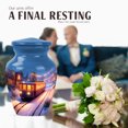 thumbnail image 4 of JAGASY Train Funeral Urn for Ashes Adult Male, Blue Small Urns for Human Ashes Keepsake, Snowy Street Decorative Urns for Mother, Night Street Light Cremation Urn for Father, (3 Inch), 4 of 7
