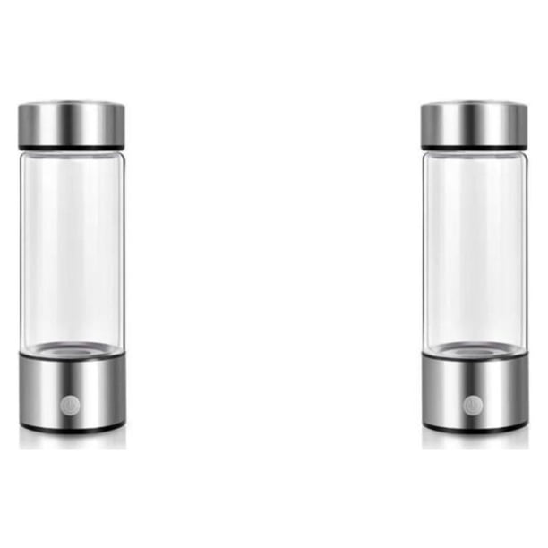 Naiovety Botella de agua rica en hidrógeno de acero inoxidable, interruptor de botón de repuesto de carga USB, antideslizante, a prueba de Plata 2Conjunto