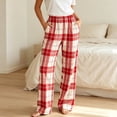 thumbnail image 2 of Aloohaidyvio Womens Plaid Pajamas Pants with Pockets Lounge Wide Leg Pj Pants, Soft Casual Pants Lounge for Sleep,Pajama Bottoms, 2 of 9