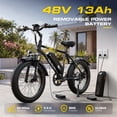thumbnail image 3 of VARUN Electric Bike, 20" Fat Tire EBike for Adults with Peak 750W 48V 624Wh Removable Battery, Electric Mountain Bike for Men & Women with Top 20MPH 60Miles,7 Speed, Rear Rack, UL2849, 3 of 8