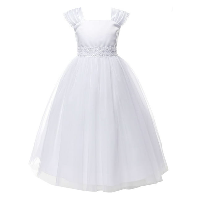 OLIVIA KOO Girls Graceful First Communion Dress (12, White)