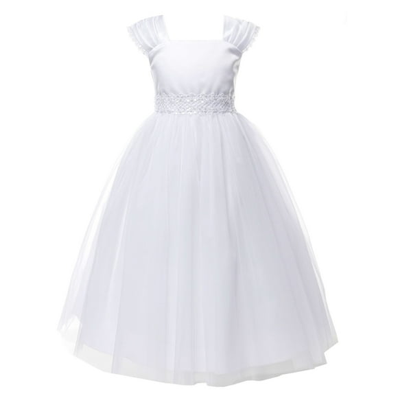 OLIVIA KOO Girls Graceful First Communion Dress (6, White)
