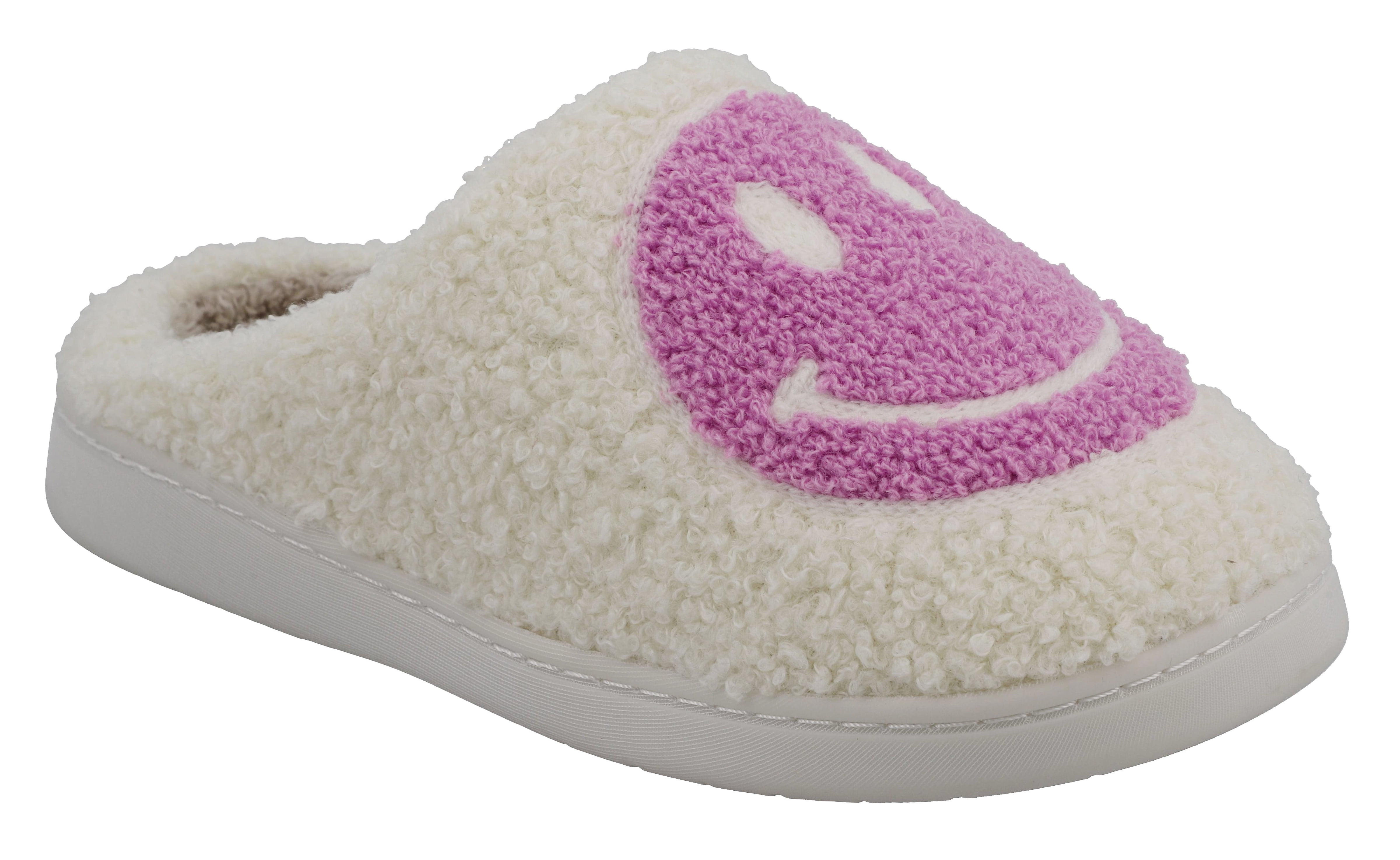 S+R Women's Smiley Graphic Cozy Slide Slipper