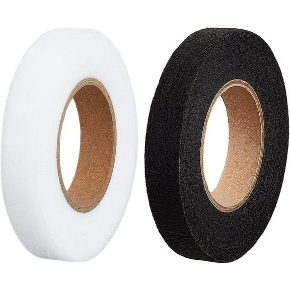 2 Colors 54 Yards Iron on Hem Tape Adhesive Cloth Double Sided Fabric Fusing Web Tape No Sewing Gluing Ironing Alterations and Hemming Tool White DIY