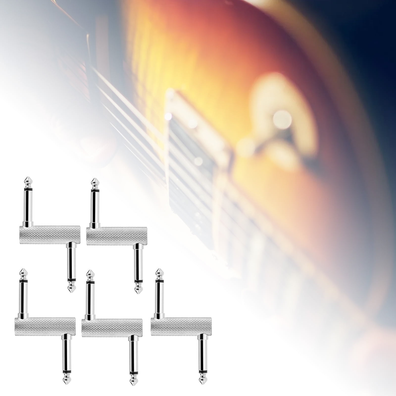 5Pcs Guitar Pedal Effects Patches Connector Coupler Male to Male Offsets Plug Adaptor 6.35mm to 6.35mm Adapter Converter