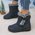 thumbnail image 3 of Xfvqtps Winter Boots for Women Mid Calf Waterproof Snow Boots with Plush Fleece Lining Slip on Design Adjustable Strap for Outdoor Cold Weather Navy, 3 of 9